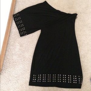 One shoulder black mini dress